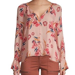 Joie Boyana Blush Pink Floral Silk Romantic Blouse